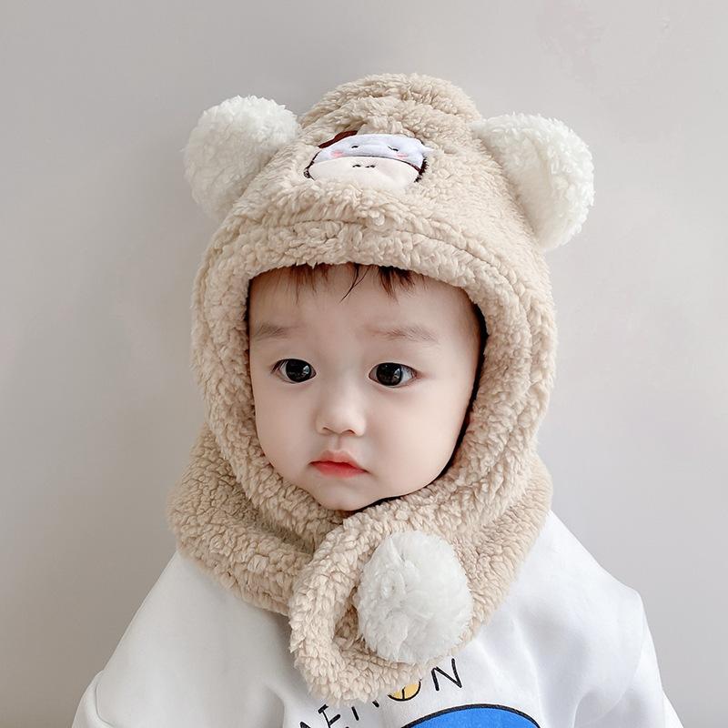 Mũ Len Lông Cừu Cho Bé Mũ Lông Cừu Kèm Khăn Quàng Cổ Hình Bò Sữa Cho Bé 1-6 Tuổi BTKTT Giữ Ấm