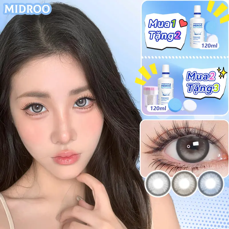 [Mua 1 Tặng 2]  Labonita Contact Lens 0-6 Độ Kính áp tròng Juliet Xám Lens 14.2mm lens 1 năm for cô gái