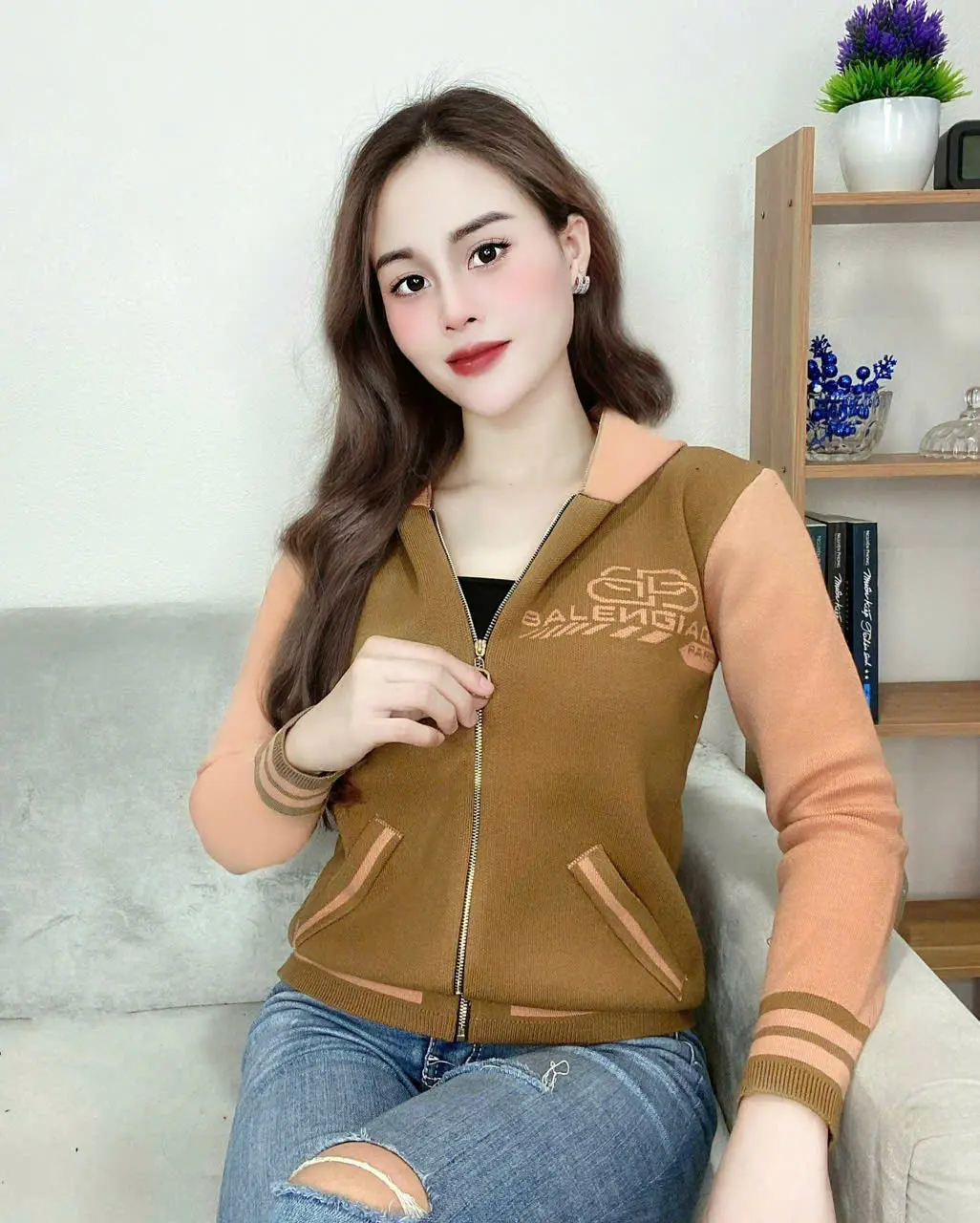Áo khoác dệt kim ép quảng châu cao cấp_ Áo khoác nữ thời trang_áo khoác nữ đẹp thiết kế ANVY hot nhất năm Top 2024