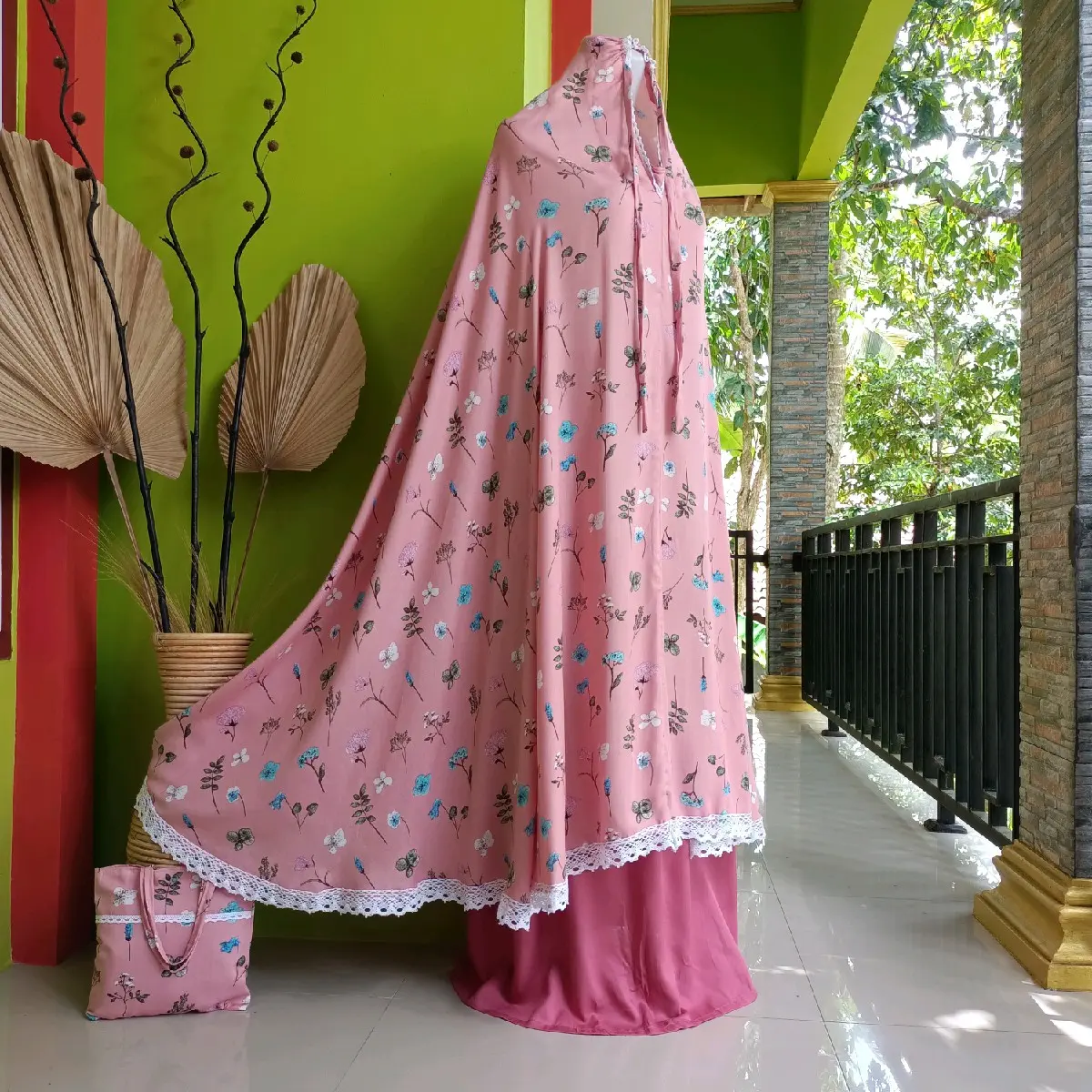Mukena Rayon Jumbo Dewasa (All Dusty Pink) Free tas jingjing/Mukena Daily/Mukena traveling Muslim Katu kerut