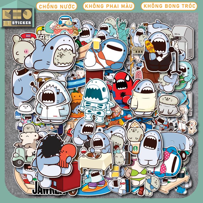 Combo 50 Sticker Baby Shark chống nước sticker dán laptop, điện thoại, đàn guitar, mũ bảo hiểm, vali. MSP: ST125