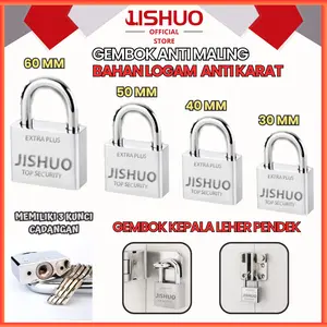 JISHUO GEMBOK PAGAR PINTU STAINLESS LEHER PANJANG PENDEK (30MM-40MM-50MM-60MM) TERDAPAT 3 KUNCI