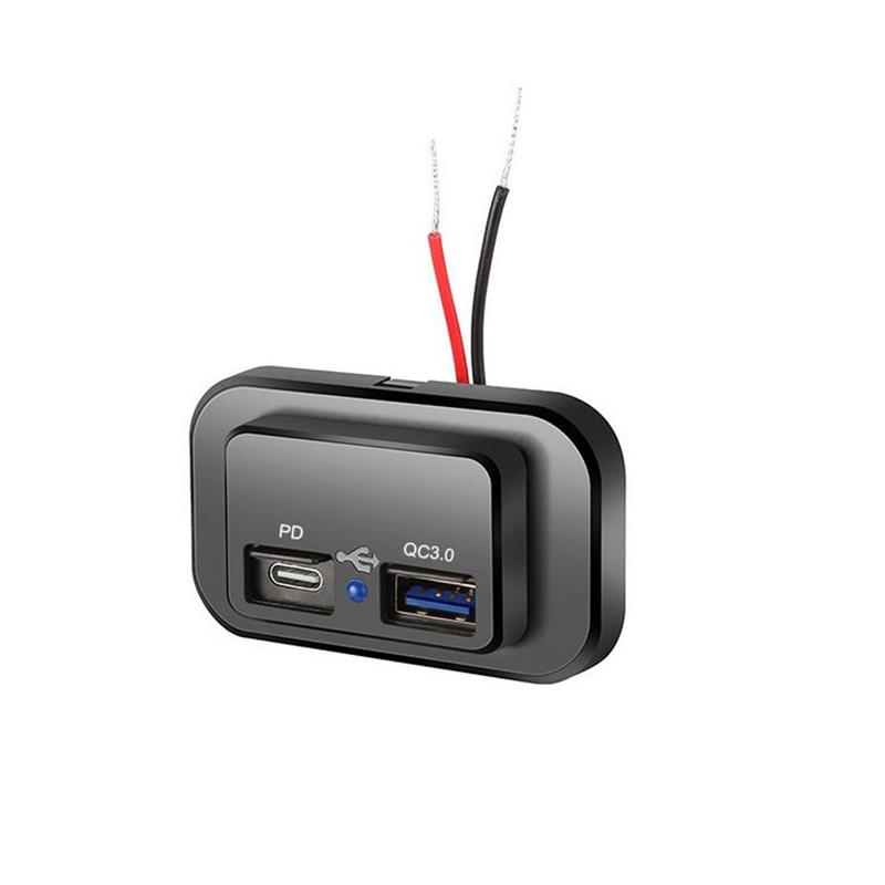 Overseas logistics and transportation,USB+PD Car Charger Socket 12V/24V USB Charging Splitter Outlet Power-Adapter for Motorcycle -Truck ATV Boat Car RV 0