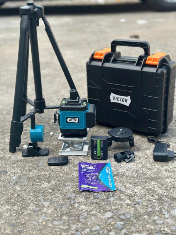 Máy Cân Bằng Lazer 12 Tia Xanh Bóng Led Victor Kèm Giá Treo Nam Châm và 02 Pin 4.800 mAh Bảo Hành 6 Tháng