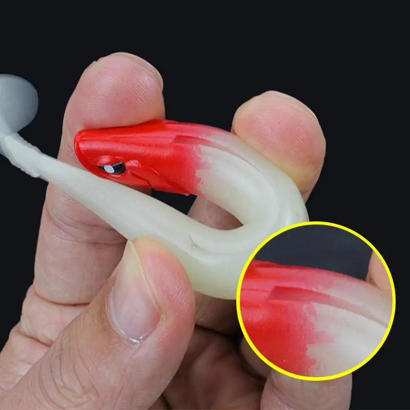 Special-shaped Eye T-tail Fishing Lure, 5 Counts/set Colorful Simulation Fishing Bait for Fishing Lovers, Soft Fishing Accessories for Outdoor Fishing 3