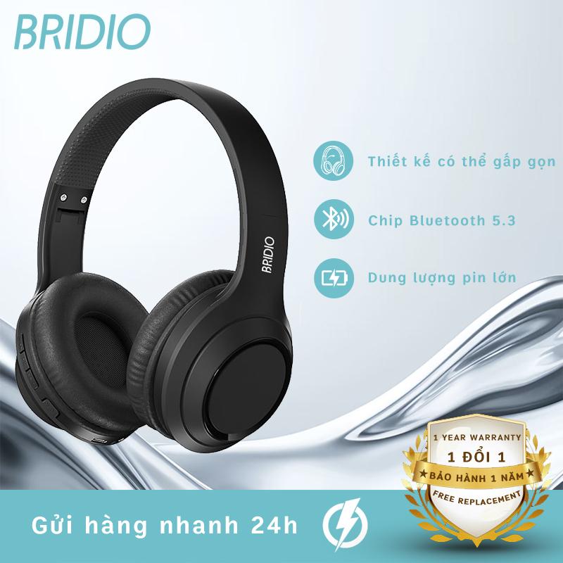 BRIDIO Tai nghe Bluetooth chụp tai TH10 BT5.3 Âm thanh HD Giảm nhiễu Có thể gập lại có dây IP  chất lượng cao Nhét Tai Nghe Nhạc