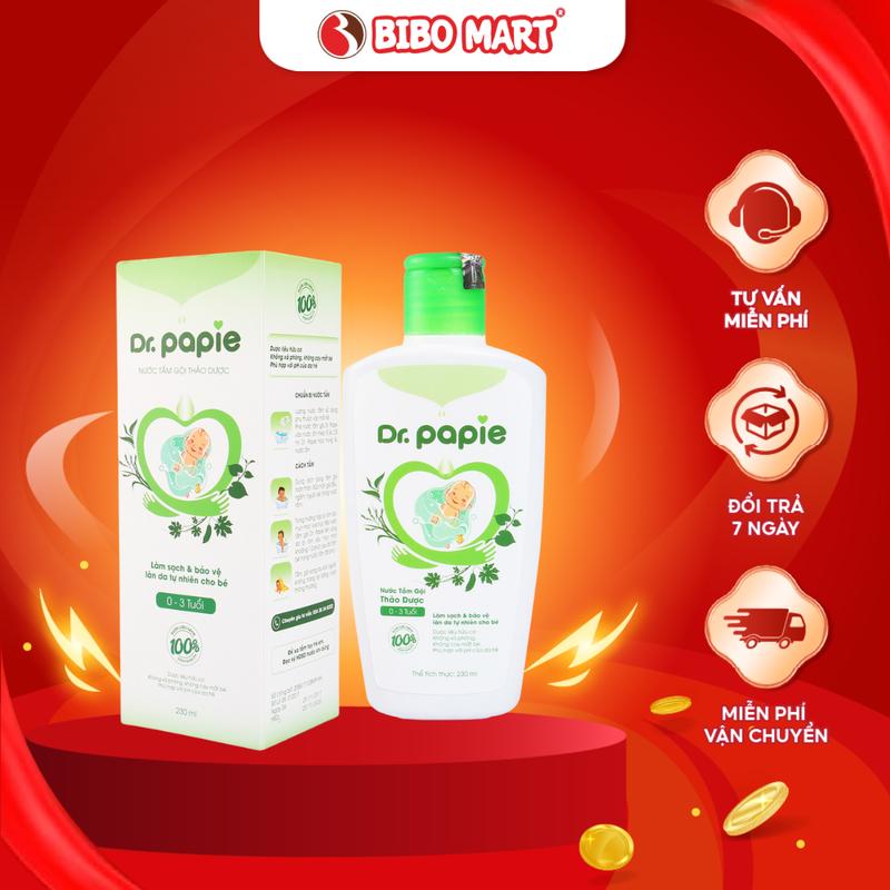 Nước Tắm Gội Thảo Dược Dr Papie Giảm Mẩn Ngứa Và Rôm Sảy, Hỗ Trợ Làm Sạch, Mát Da Cho Bé 230ml