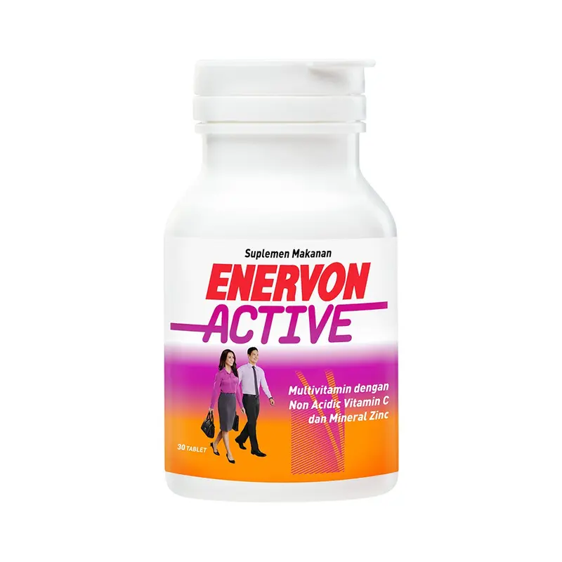 Enervon Active Non-Acidic Vitamin C, B Complex, Zinc Suplemen Multivitamin dan Mineral Isi 30 Tablet (1 Botol x 30) 6