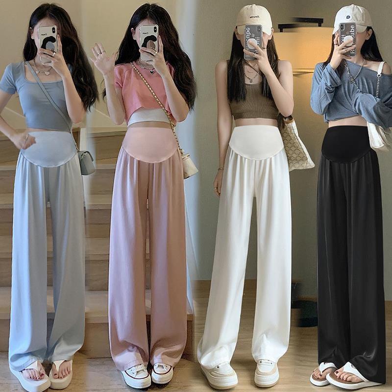 Quần bầu vải lụa băng dáng dài ống rộng mặc thoải mái mát mẻ cho mẹ bầu trong thai kỳ Đầm Bầu Váy Bầu