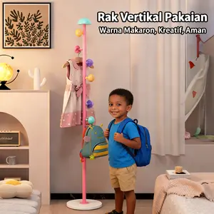 Rak Baju Minimalis Putih 166cm - Desain Keras Ruang, Praktis & Berkekuatan untuk Ruangan Seluruhnya
