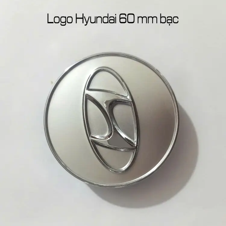 Logo Hyundai, chụp mâm, chụp lazang cho dòng xe Hyundai đường kính 60mm màu đen, bạc. Chất liệu nhựa ABS cao cấp.