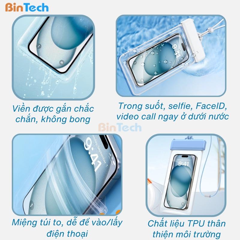 Túi đựng điện thoại chống nước BINTECH, túi chống nước, túi du lịch, mang đi biển đi bơi tiêu chuẩn IPX8 5