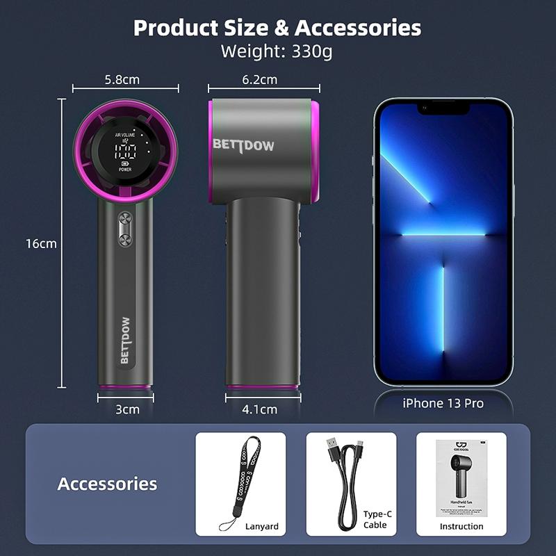 Product Introduction of พัดลมมือถือ ปรับระดับได้ 100 พัดลมพกพา ระดับ จอแสดงผล LED ตั้งแคมป์กลางแจ้ง พัดลมพกพา แบตเตอรี่ 22