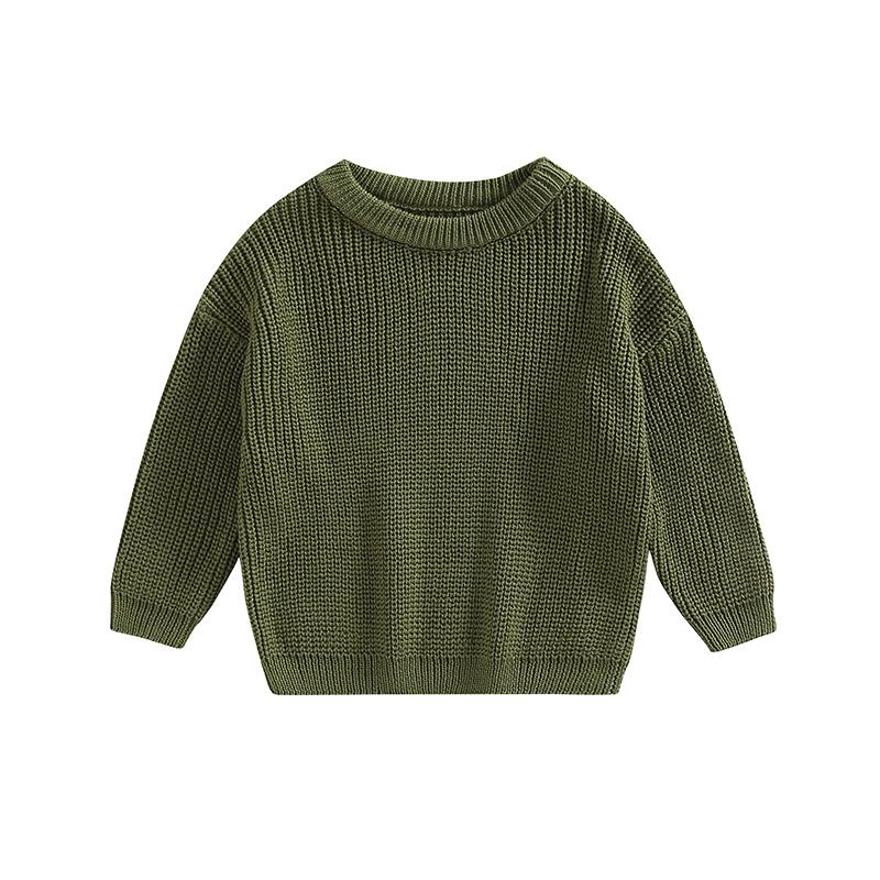 Product Introduction of Toddler Baby Round Neck Sweaters, Long Sleeve Solid Color Loose Knitted Pullovers 69