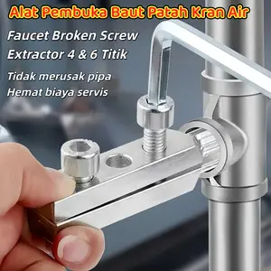 Alat Pembuka Baut Patah Kran Air Universal 4 & 6 Titik Stainless Steel Tidak Merusak Pipa Cocok untuk Rumah Tangga dan Teknisi Mudah Digunakan Hemat Biaya Servis