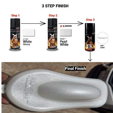 Combo sơn xịt màu trắng ngọc trai ánh kim K420 samurai gồm 4 chai UCH210-102-K420-K1K