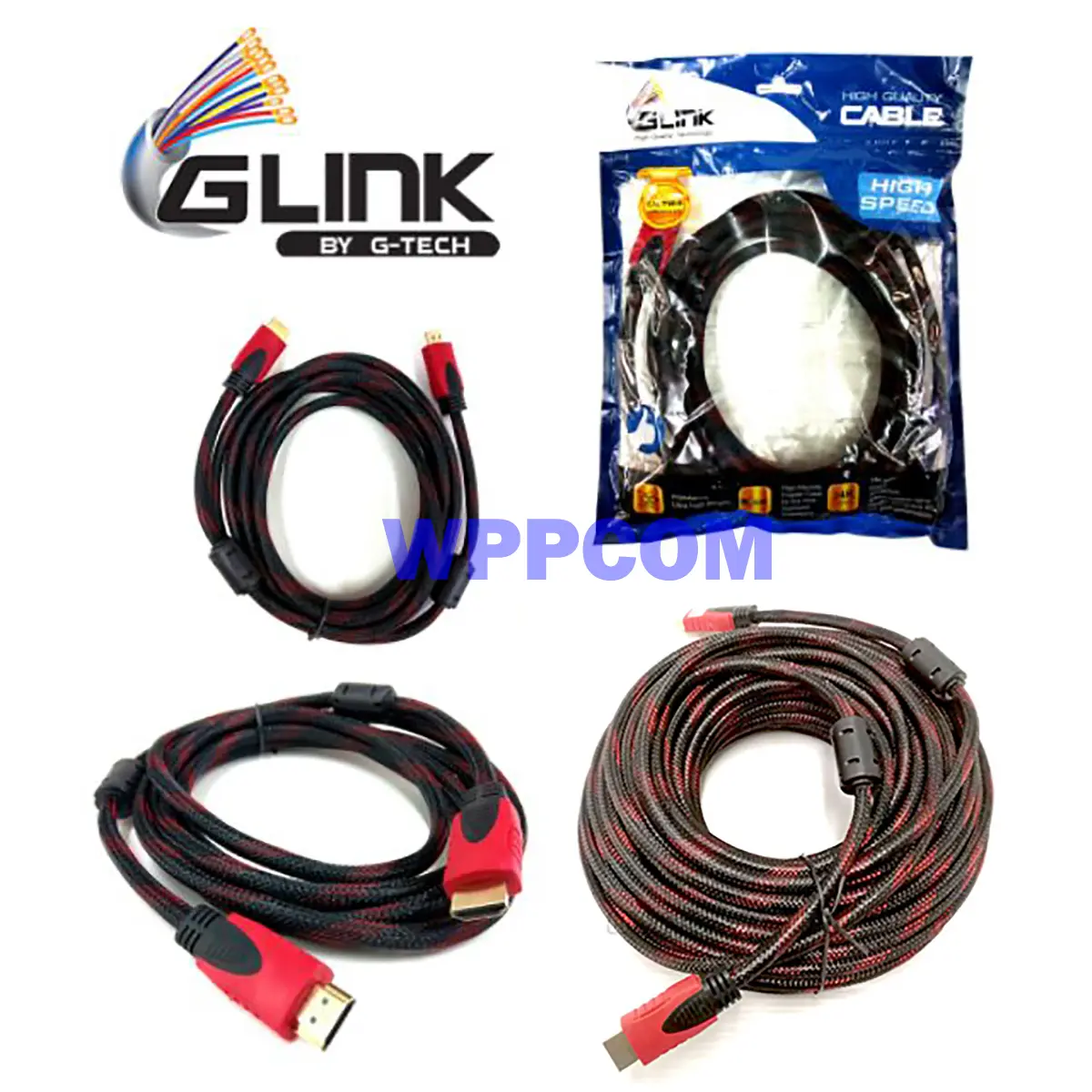 สาย HDMI GLINK สายถัก อย่างดี  1.5 / 3 / 5 / 10 / 15 / 20 / 30 / 50 เมตร รับประกันศูนย์ 1 ปี
