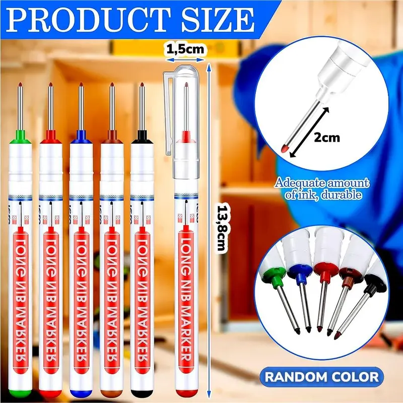 Spidol Pulpen Pena Permanen Tukang Bangunan Kepala Panjang Long Nip Tip Waterproof Paint Marker Penanda Besi Kayu Plastik Ban Mobil Motor Tahan Air 3