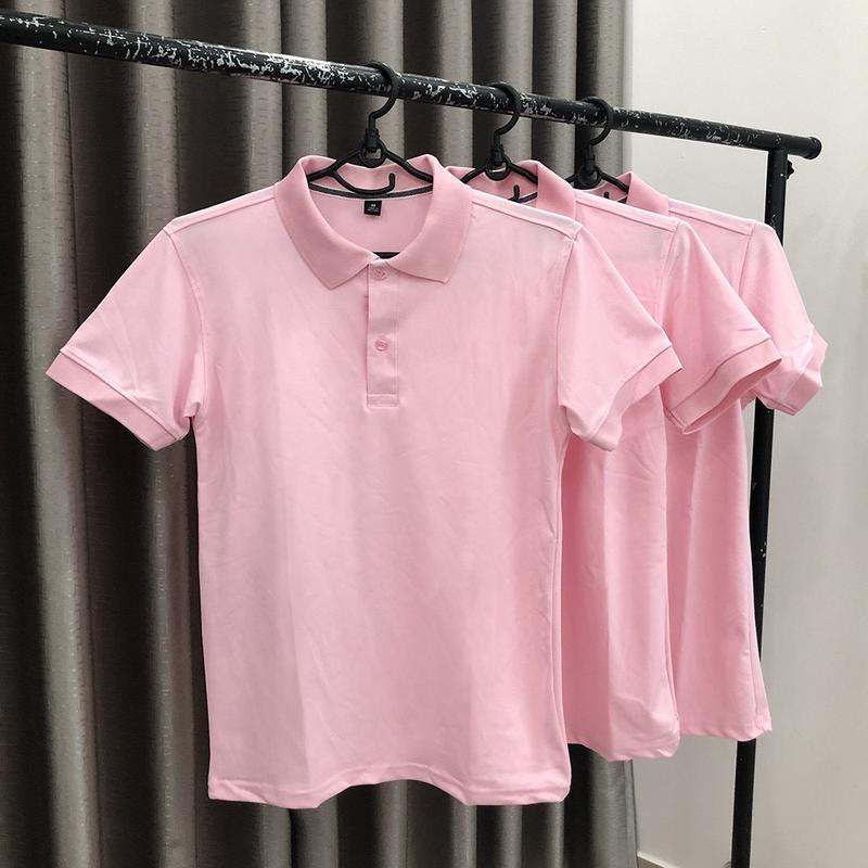 Top Áo Thun Nữ Trơn Polo Thể Thao Cá Sấu 4 Chiều Màu Hồng Phấn Vải Nhẹ Mát Form Xuông Đồng Phục Cho Cả Nam Women