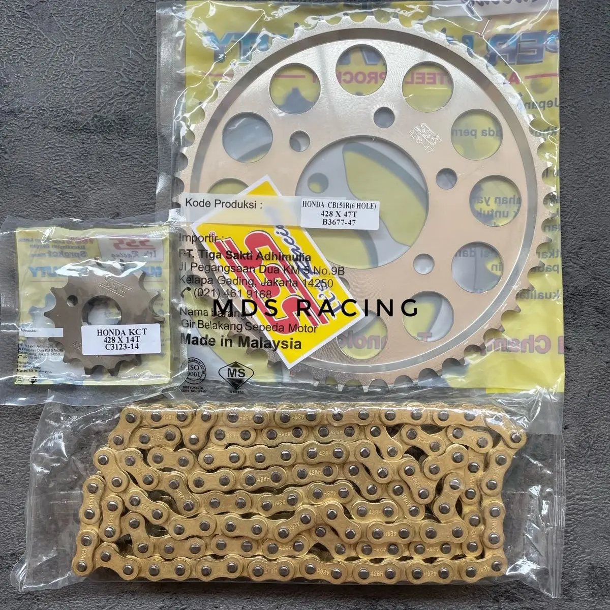 Gear Gir Set SSS 428H/415H Honda Cb150R Led New Cbr150R New Lubang baut 6 Gear SSS Original Cbr150R new Lubang 6 Rantai Gold Polos 130L Asli Kendaraan