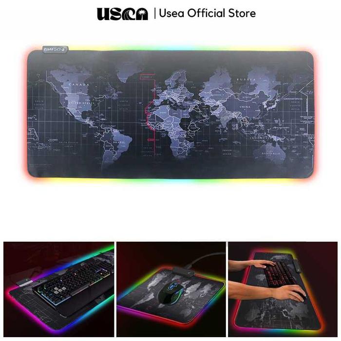 Promo [ USEA x TaffGO ] Gaming alas Mouse Pad XL Peta Dunia with LED ...
