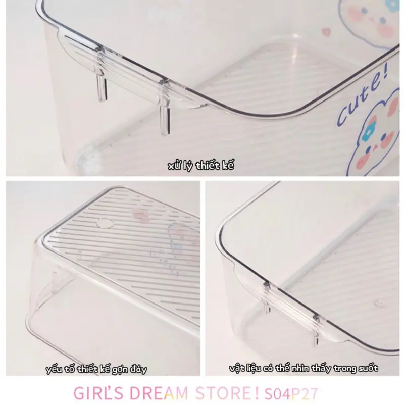 Hộp lưu trữ trong suốt để bàn acrylic có nắp đậy văn phòng phẩm hoàn thiện hộp mỹ phẩm giá lưu trữ hộp nhỏ Đựng Đồ Ăn medo  thong 7