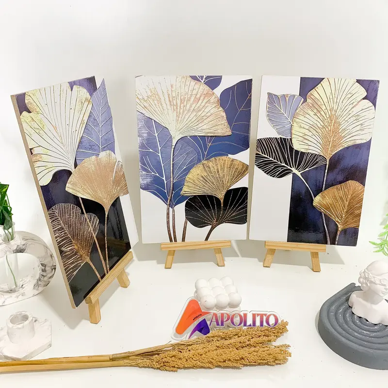 HIASAN DINDING 3 IN 1 ( 20X30 ) ABSTRAK DAUN KERTAS AESTHETIC PAJANGAN DINDING DEKORASI DINDING PAJANGAN KAYU PAJANGAN DINDING Gantungan Paku 1