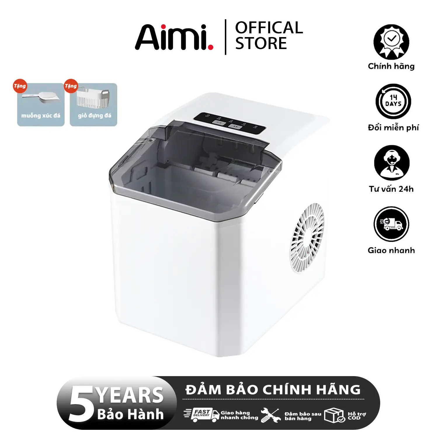 Máy Làm đá Mini Công Suất Lớn Hoàntoàn Tự động 15kg đá Tạo đá Siêu Tốc Trong 8 Phút Tháng Nấu Ăn
