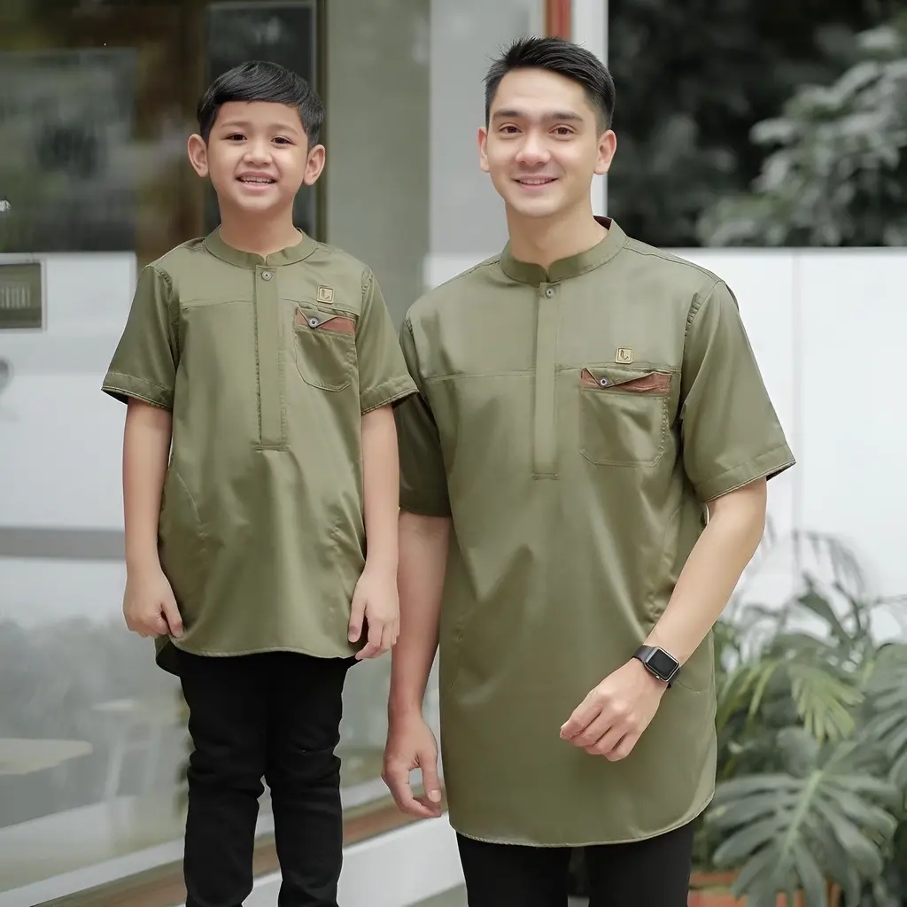 BAJU KOKO LUTFI COUPLE AYAH & ANAK 2025 model Kurta Dewasa Katun
