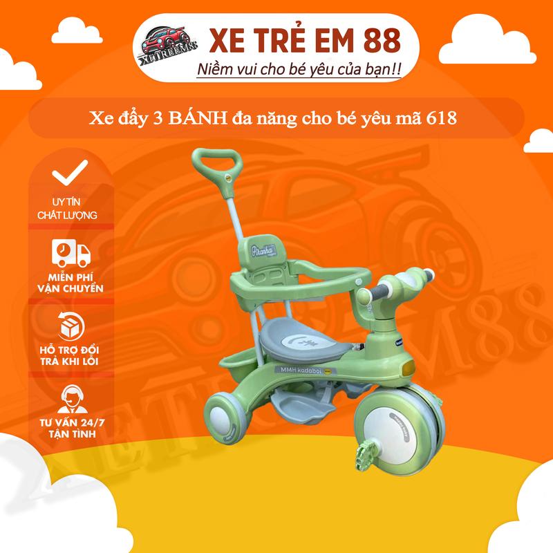 Xe đẩy 3 BÁNH đa năng cho bé yêu mã 618 màu XANH LÁ xe  đẩy Black Xe đẩy nhỏ gọn