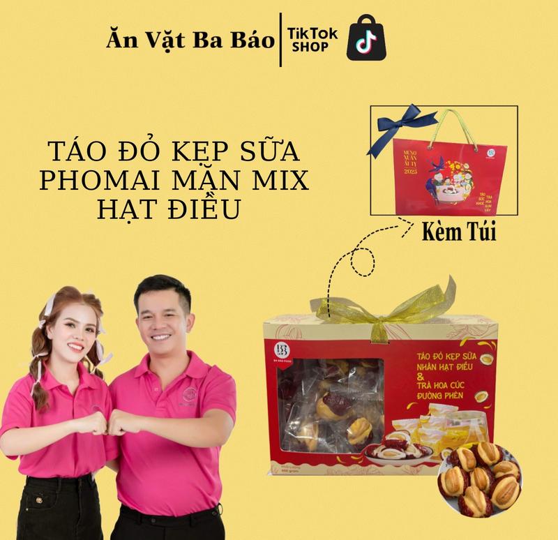 [AFFILIATE X BB ] Kẹo Táo Đỏ Tân Cương Kẹp Sữa PHOMAI Mặn Mix Hạt Điều, Trà Hoa Cúc Mật Ong đường phèn - Snack Food