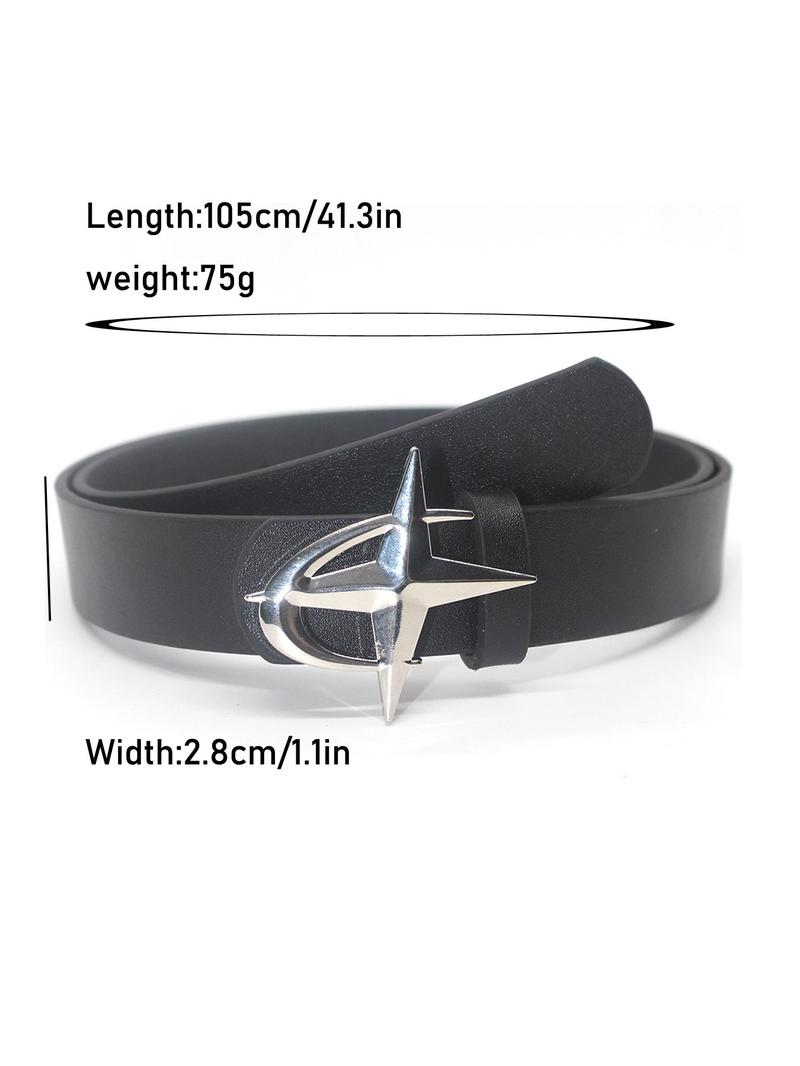 Product Introduction of Unisex Street Style Cross Design Belt, Minimalist Plain Color PU Buckle Belt, Trendy All-match & Exquisite Accessories for Birthday Gift 1