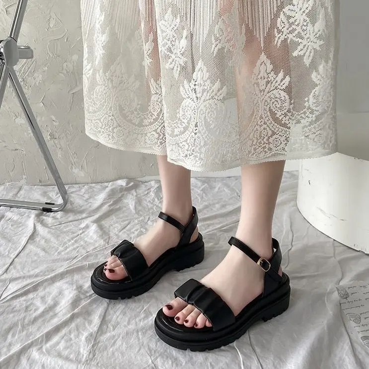 Sendal Wanita Bertali Korea Import Hak Tinggi Mincya Platform MNS781