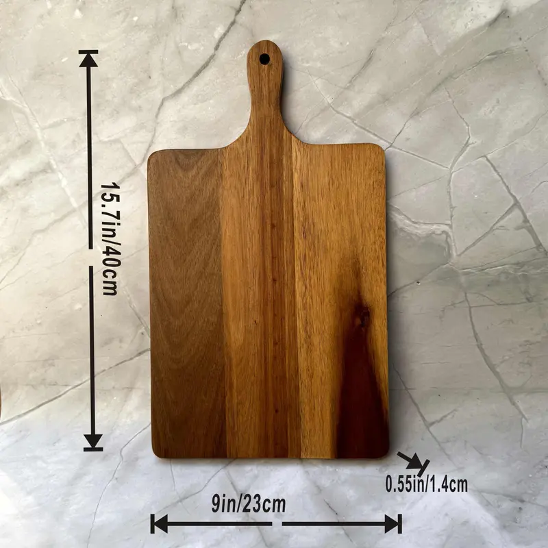 Wooden Pizza Board with Handle, 1 Count Wooden Food Tray, Kitchen Restaurant Hotel Bar Entertainment Convenient and Practical Outdoor Barbecue 1