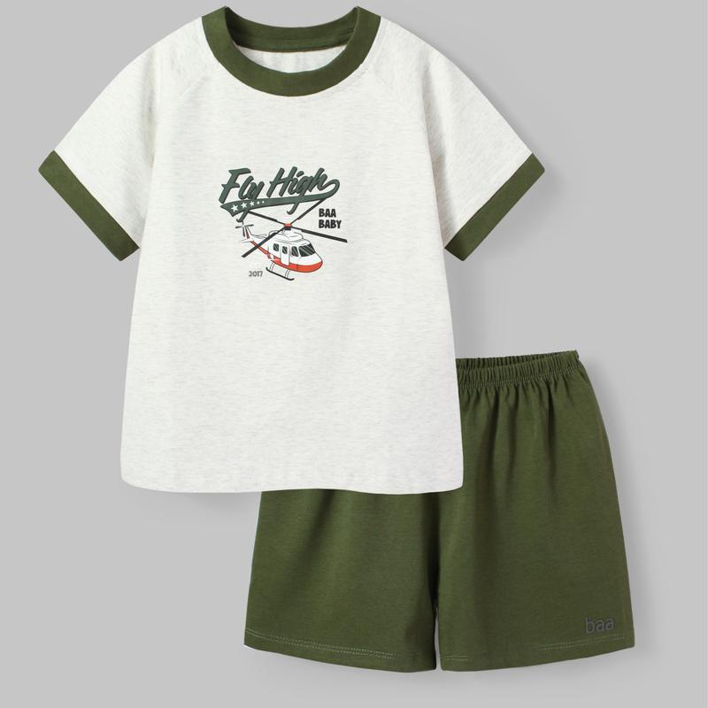 [DEAL SỐC] Đồ bộ cho bé trai Thun cotton ngắn tay in nổi họa tiết khủng long, Phi thuyền 12kg-35kg Vải Cotton - B-BC-DB04N-06 4