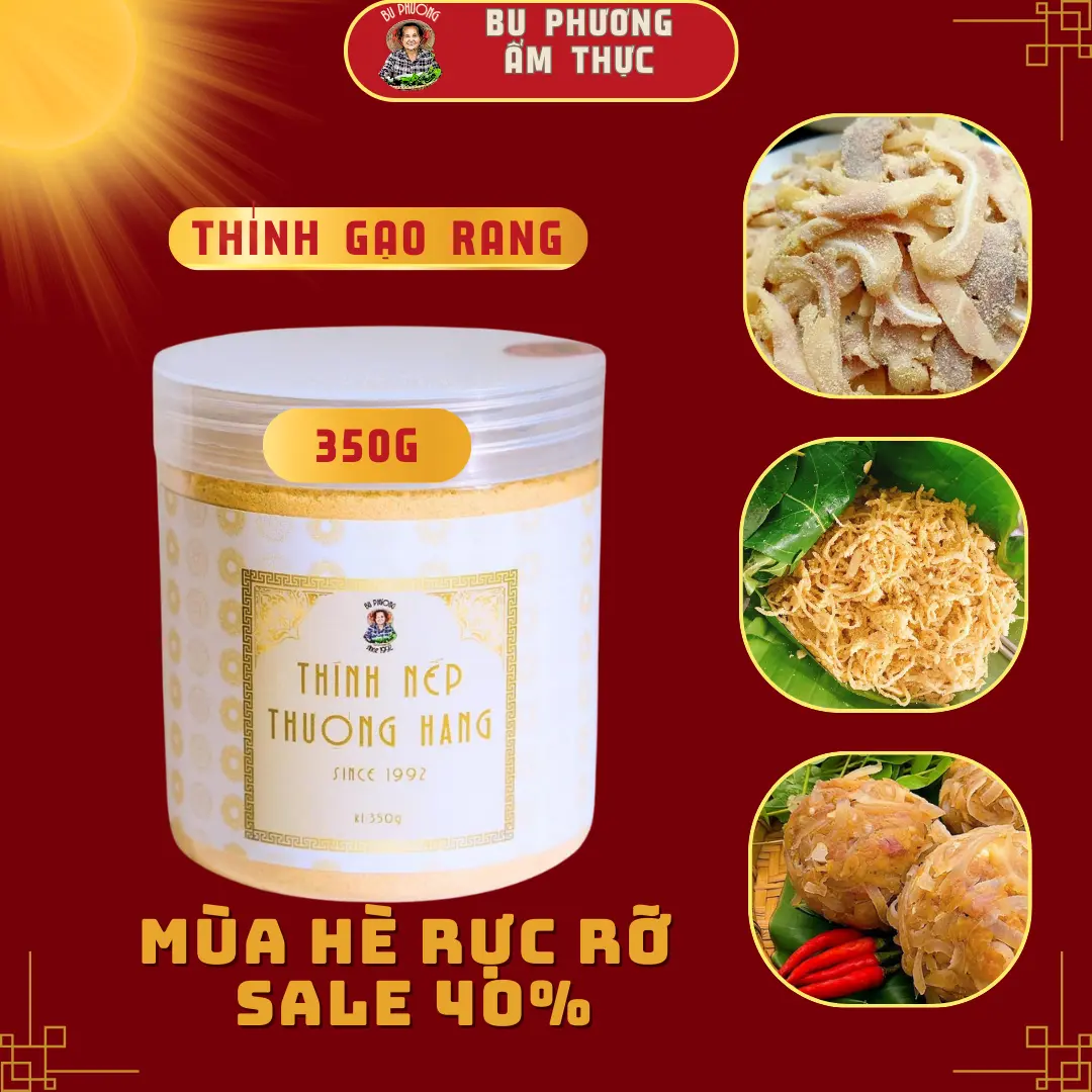 Thính Nếp Thương Hạng 350G thương hiệu Bu Phương Ẩm Thực dùng trong các món nem thính, nem tai không không đường đậu &  cốc không không đường đậu &  cốc Bột Gia Vị gạo rang gói  gia   thính bột   không đường giavi