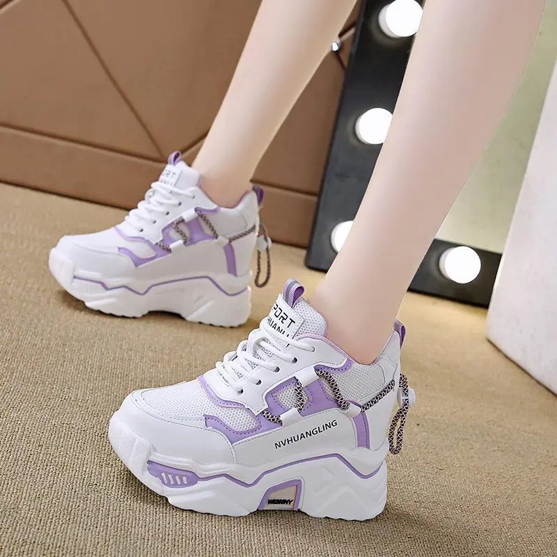 Giày Nữ, Đế Tăng Chiều Cao, Dày 10cm, Phong Cách Thể Thao Đi Chơi Dễ Phối Đồ, Giày Cao Gót Siêu Cao, Dad Shoes, Hàng Mới Về 2024, Phong Cách Hàn Quốc