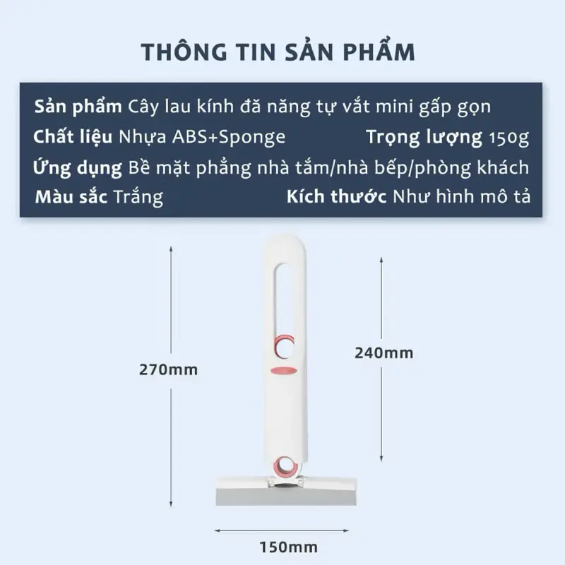 Cây Lau Bàn Bếp Tự Vắt Thông Minh 25cm, Bọt Biển Siêu Thấm Hút Đa Năng, Gập Gọn dễ sử dụng 7