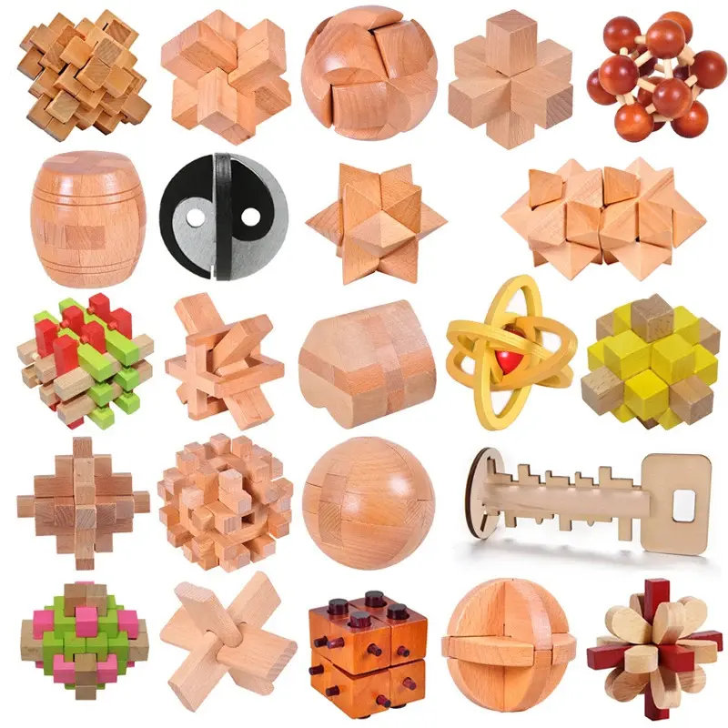 Wooden Luban Lock Unlock Interlock Game Brain Teaser Puzzle ...