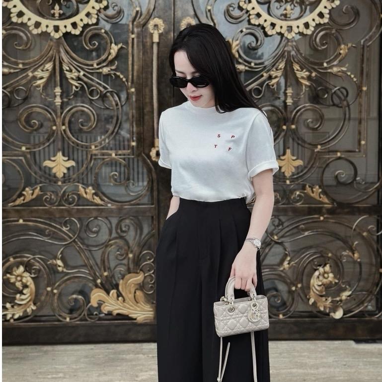 Quần suông cạp liền khoá sườn - vải trượt chất mềm mịn rũ dài 100-103cm