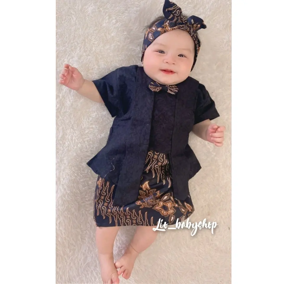 Kebaya kutubaru bayi dan anak Perempuan Bahan embos batik (0-5tahun) | Setelan Kebaya Anak Perempuan