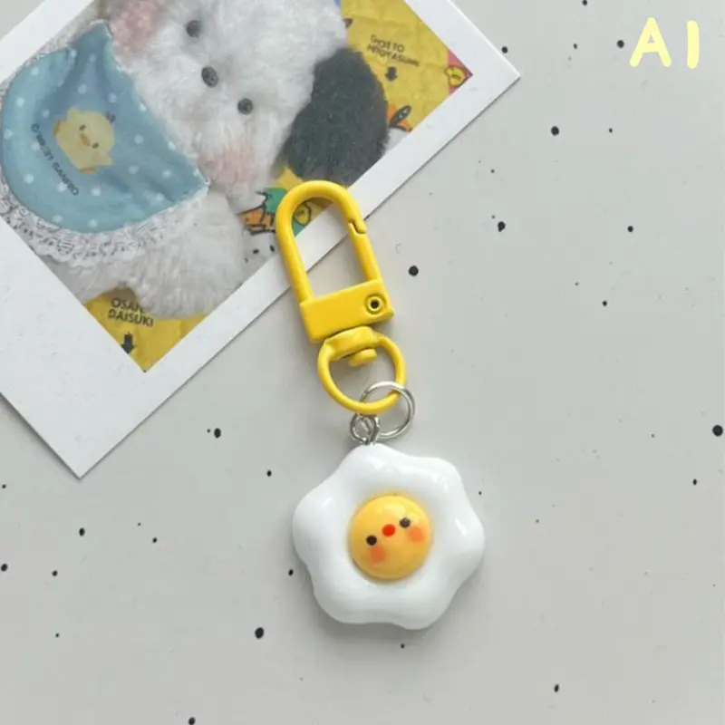 Móc Khóa Dễ Thương Với Mặt Dây Chuyền Phô Mai Trứng Luộc, Móc Khóa Vui Nhộn, Hoạt Hình Kawaii, Móc Chìa Khóa Thực Phẩm Mô Phỏng, Quà Tặng 4