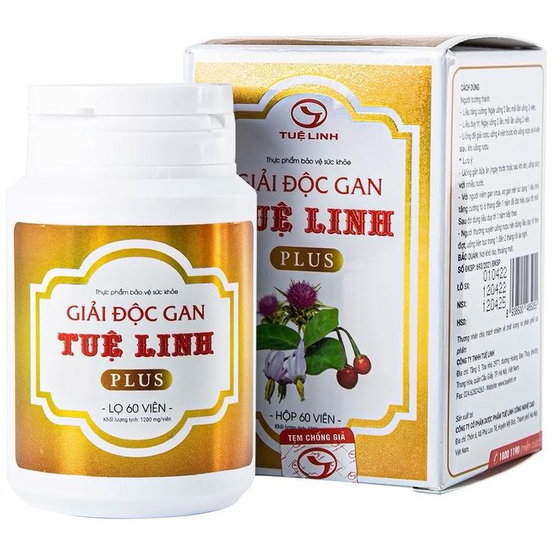 Giải Độc Gan Tuệ Linh Plus giúp hạ men gan giải độc gan Lọ 60 viên