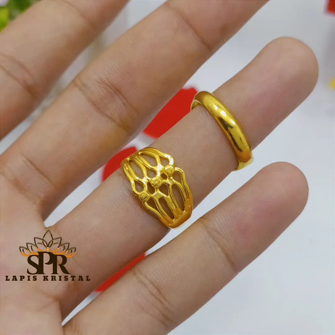 CINCIN R44 PERHIASAN EMAS LAPIS KRISTAL, AKSESORIS WANITA, COD BAYAR TEMPAT, POINT 3
