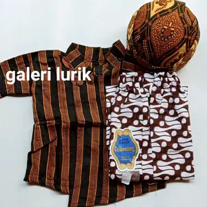 Setelan Surjan Anak Laki-laki-Baju Adat Jawa-Lurik Anak+rok+blangkon