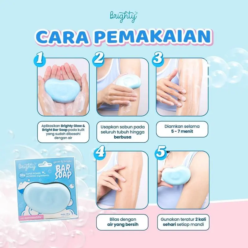 2 Pcs Brighty Glow & Bright Bar Soap Sabun Mandi Pemutih badan sabun pencerah sabun whieting whitening soap 2