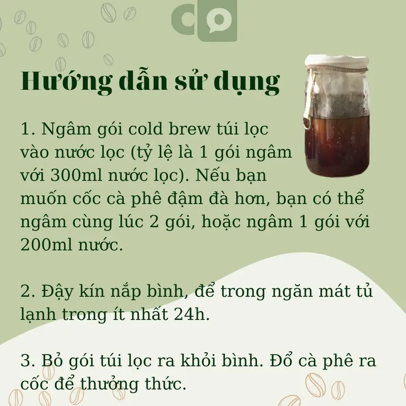 Hộp 10 gói Cold Brew túi lọc (cà phê ủ lạnh) Co:coffee Blend 100% Arabica 3