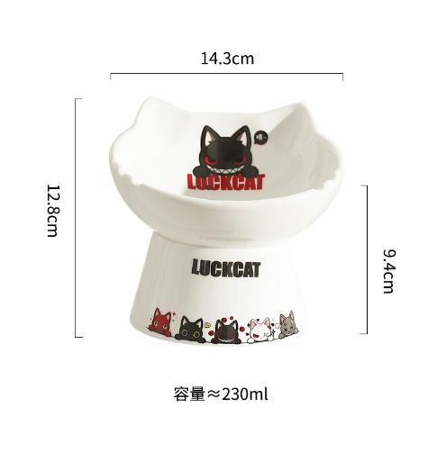 Bát ăn chống gù cho mèo, bát ăn LUCKYCAT dễ thương, bằng sứ tráng men cao cấp 7