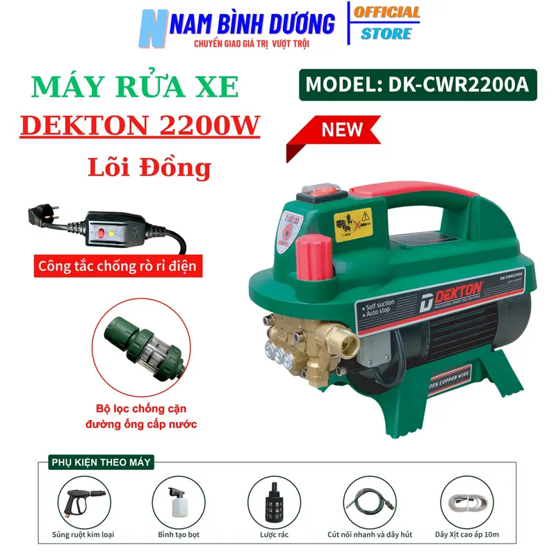 máy rửa xe dekton 2200A CÓ CHỐNG GIẬT MẪU MỚI 2024 0