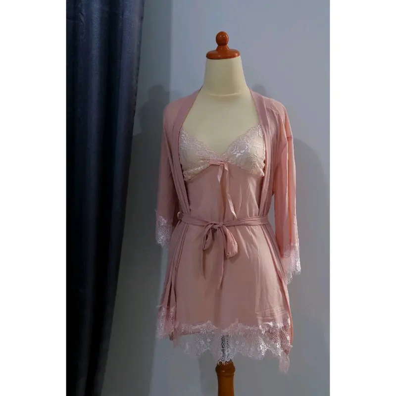 BAJUSOPAN.id baju tidur kimono lengkap set baju tidur  wanita transparan 3010 4
